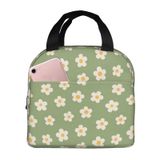weecool Yeşil Papatya Çiçek Öğle Yemeği Çantası Kadın Erkek için, Sevimli Papatya Çiçek Yalıtımlı Öğle Yemeği Kutusu Konteyner Frond Pocket ile Çalışma Piknik Seyahat için