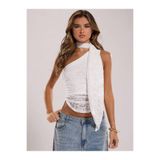 WEEST MODA Dantel Detaylı Tek Omuz Şal Detaylı Crop Bluz