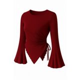 WEEST MODA Yuvarlak Yaka Drape Detaylı İspanyol Kol Tesettür Uyumlu Üst Bluz