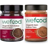 Wefood Organik Ham Kakao Tozu 140 gr ve Organik Ham Kakao Parçacıkları 150 gr Glutensiz ve Vegan 8681749103078