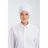 Wega Moda Dikişsiz Bone, %100 Pamuk Bone, Geniş Hacimli Bağlamalı Bone, Dikişsiz Penye Bone, Tesettür Bon. Fırfırlı Bone - Beyaz - Standart