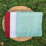 Wega Moda Düz Renk Dikişli Tülbent 3’lü Set 100X100 cm India Pamuk Yazma Başörtüsü - Bordo - Beyaz - Su Yeşili - 100 x 100 cm