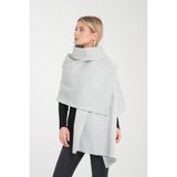 Wega Moda Düz Triko Örgü Omuz Şalı, Kadın Şık Rahat Kışlık Omuz Şalı, Omuz Aksesuarı, Puffy Atkı Omuz Şalı - 75 x 175 - Gri