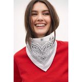 Wega Moda Esenli %100 Pamuk Bandana Fular Çok Amaçlı Saç Boyun Bilek Aksesuar - 55 x 55 cm - Beyaz