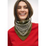 Wega Moda Esenli %100 Pamuk Bandana Fular Çok Amaçlı Saç Boyun Bilek Aksesuar - 55 x 55 cm - Haki