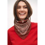 Wega Moda Esenli %100 Pamuk Bandana Fular Çok Amaçlı Saç Boyun Bilek Aksesuar - 55 x 55 cm - Kahverengi