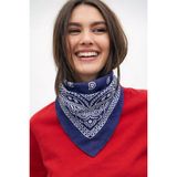 Wega Moda Esenli %100 Pamuk Bandana Fular Çok Amaçlı Saç Boyun Bilek Aksesuar - 55 x 55 cm - Lacivert