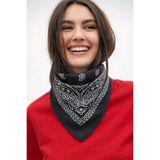 Wega Moda Esenli %100 Pamuk Bandana Fular Çok Amaçlı Saç Boyun Bilek Aksesuar - 55 x 55 cm - Siyah