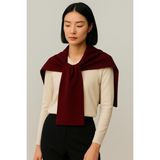 Wega Moda Kare Parçalı Patchwork Atkı - Spor Triko Örme Omuz Atkısı | Unisex Boho Şal - Atkı - Bordo - Standart