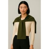 Wega Moda Kare Parçalı Patchwork Atkı - Spor Triko Örme Omuz Atkısı | Unisex Boho Şal - Atkı - Standart - Haki
