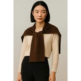 Wega Moda Kare Parçalı Patchwork Atkı - Spor Triko Örme Omuz Atkısı | Unisex Boho Şal - Atkı - Standart - Kahverengi