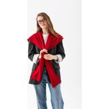 Wega Moda Kare Parçalı Patchwork Atkı - Spor Triko Örme Omuz Atkısı | Unisex Boho Şal - Atkı - Standart - Kırmızı