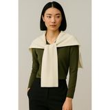 Wega Moda Kare Parçalı Patchwork Atkı - Spor Triko Örme Omuz Atkısı | Unisex Boho Şal - Atkı - Standart - Krem