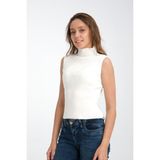 Wega Moda Sıfır Kol Triko Örgü Boğazlı Body, Süveter, Triko Süveter, Kazak, Boğazlı Kazak - Beyaz
