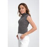 Wega Moda Sıfır Kol Triko Örgü Boğazlı Body, Süveter, Triko Süveter, Kazak, Boğazlı Kazak - Füme