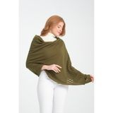 Wega Moda Tek Renk Ajur Desenli Omuz Şalı, Kenarı Ajur Desenli Şık Rahat Omuz Şalı, Triko Omuz Şalı, Kadın Şal - 022-Haki - 75x175