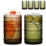 WeirdUncle 4'lü Hobnail İçecek Bardağı, 425 ml Peygamber Çiçeği Mavisi, Vintage İçecek Bardakları, Bira, Su, Meyve Suyu, Kokteyl, Viski, Hediye için Kabartmalı Eski Fsahioned Züccaciye (Yeşil)