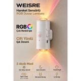 Weisre Hareket Sensörlü RGB Duvar Lambası Kablosuz Şarjlı Manyetik Type-C 3 Mod Gece Lambası Aplik
