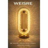 Weisre Kristal LED Masa Lambası Dokunmatik 3 Mod USB Şarjlı Gold Abajur Gece Lambası