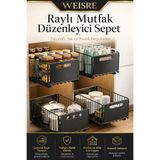 Weisre Raylı Mutfak Dolabı İçi Düzenleyici Çekmece Sepet Metal Sürgülü Organizer 25 KG Taşıma Kapasitesi Geniş Kapasite
