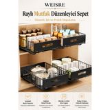 Weisre Raylı Mutfak Dolabı İçi Düzenleyici Çekmece Sepet Metal Sürgülü Organizer 25 KG Taşıma Kapasitesi