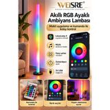 Weisre RGB LED Akıllı Ayaklı Lambader Bluetooth Uygulamalı Kumandalı Renkli Ambiyans Aydınlatma