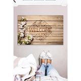 Welcome Ahşap Desenli Dekoratif Çok Amaçlı Iç ve Dış Mekan Kapı Önü Paspası 45X70 - Abanoz