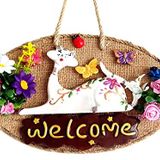 Welcome Yazılı Kedili El Yapımı Kapı Süsü