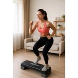 welcomein 2 Kademeli Ayarlanabilir Step Tahtası Kaymaz Yüzeyli Aerobik Fitness Kardiyo Egzersiz Platformu Siyah Beyaz
