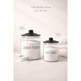 welcomein 2’li Cam Deterjanlık Kavanoz Seti 3,8 L & 1,8 L – Laundry Powder / Bath Bombs, Saklama Kabı
