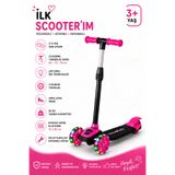 welcomein 3 Tekerlekli LED Işıklı Çocuk Scooter 3 Kademeli Ayarlanabilir Yükseklik Denge Scooter Kaymaz Platform Arka Frenli 3-9 Yaş 40 Kg