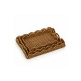 Welcomein 3'lü Rattan Hasır Dikdörtgen Tepsi Seti Dekoratif Sunum ve Düzenleme Tepsisi El Örgüsü Görünümlü Doğal Rattan Organizer