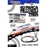 welcomein 40 Parça Pilli Işıklı 308 cm Hızlı Tren Seti Şalterli ve Kavisli Raylı Ağaç İşaretli Oyun Seti