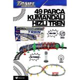 welcomein 49 Parça Uzaktan Kumandalı Pilli Sesli Işıklı 264 cm Hızlı Tren Set ve Kavisli Ağaç İşaretli Oyuncak