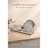 welcomein Alüminyum Bulaşıklık Kaşıklıklı Paslanmaz Gövde, Bardak Askılı, Damlalıklı Tezgah Üstü Bulaşık Rafı