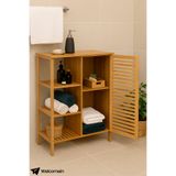 welcomein Bambu Banyo Dolabı | Doğal Ahşap Çok Gözlü Çamaşır ve Havlu Düzenleyici Raf