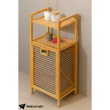 welcomein Bambu Çamaşır Sepeti Raflı & Banyo Rafı 40x30x95 cm