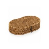 welcomein Kapaklı Rattan Oval Organizer Sepet Hasır Saklama Kutusu Çok Amaçlı Dekoratif Düzenleyici Kapaklı Organizer