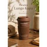 welcomein Lungo Porselen Kupa 430 ml Kapaklı Mat Yüzey Kahve Bardağı, Latte Çay Sıcak İçecek Kupası, Seramik Travel Mug