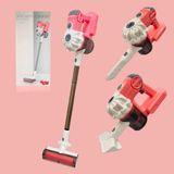 Welcomein Oyuncak Süpürge Dikey Süpürge Seti 3 Başlıklı Pilli Dyson Süpürgem - Pembe