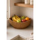 welcomein Rattan Oval Organizer Sepet | Dekoratif Hasır Saklama Sepeti | Çok Amaçlı Düzenleyici | Meyve, Ekmek ve Banyo Organizeri