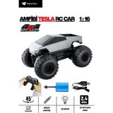 welcomein Uzaktan Kumandalı Tesla Cybertruck 1:16 4x4 Amfibi RC Araba Şarjlı Kara ve Suda Giden Off Road Dağ Aracı Işıklı Oyuncak