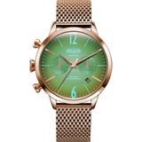 Welder Kadın Kol Saati 38 mm Rose Gold Kasa ve Kordon Suya Dayanıklı 5 ATM Yeşil Kadran