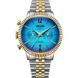 Welder Moody WWRC472 Quartz Çelik Altın/gri Mavi Kadran 45 mm Erkek Kol Saati - Altın - Metalik Gri