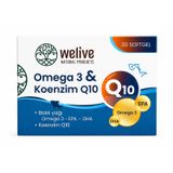 Welive Omega 3 & Koenzim Q10 Takviye Edici Gıda, Balık Yağı, EPA, DHA, Yumuşak Kapsül, 30 Softgel