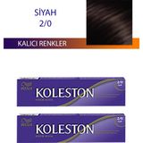 Wella Koleston Siyah 2/0 Kalıcı Krem Boya Saç Boyası 2 Adet Tüp ile Canlı Renkler - Renk Kodu Seçin
