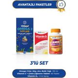 Wellcare 3'lü Set - Vitamin D3 600 Iu - 30 ml & Omega 3 Karışık Meyve Aromalı Balık Yağı - 150 ml & Vitamin C 1000 Mg + 15 Mg Zinc Çiğneme Tableti 60 Tablet - Aromasız