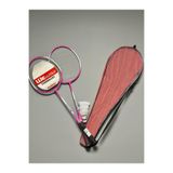 WELLCOLD 2 Adet Profesyonel Badminton Raketi, Deluxe Badminton Çantası, 3 Adet Badminton Topu Seti, Pembe