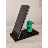 Wellcut Star Wars Baby Yoda Grogu Figürlü Telefon Standı - Mandalorian Temalı Masaüstü Telefon Tutucu 13X7CM - Siyah - Yeşil