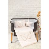 Wellgro Angel Wings 5 Parça Beşik Uyku Seti, 90x60 cm Bebek Beşik Uyku Takımı, Pembe